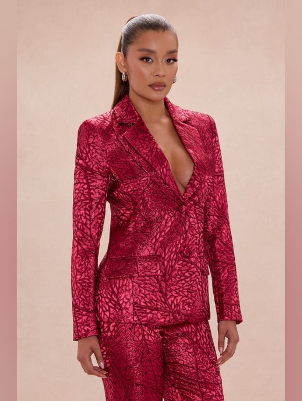NEW Fashion Nova Blaire Jacquard Blazer Pant Set 2 Piece Suit Size Medium